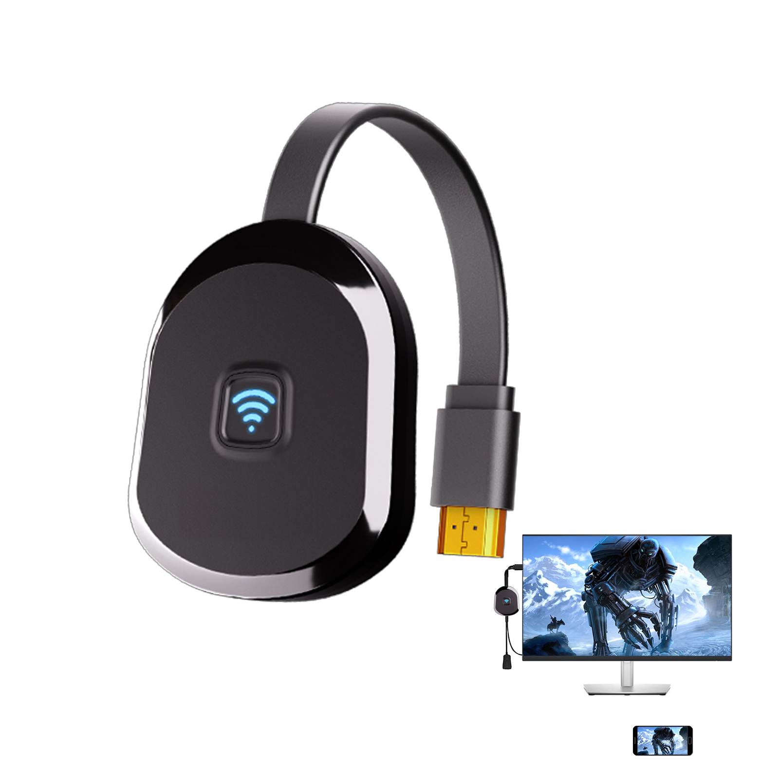 4K Wireless Display Adapter for TV, Screen Mirroring iOS Android Windows | Wireless display adapter enables screen mirroring from iOS, Android and Windows devices to TV, monitor or projector