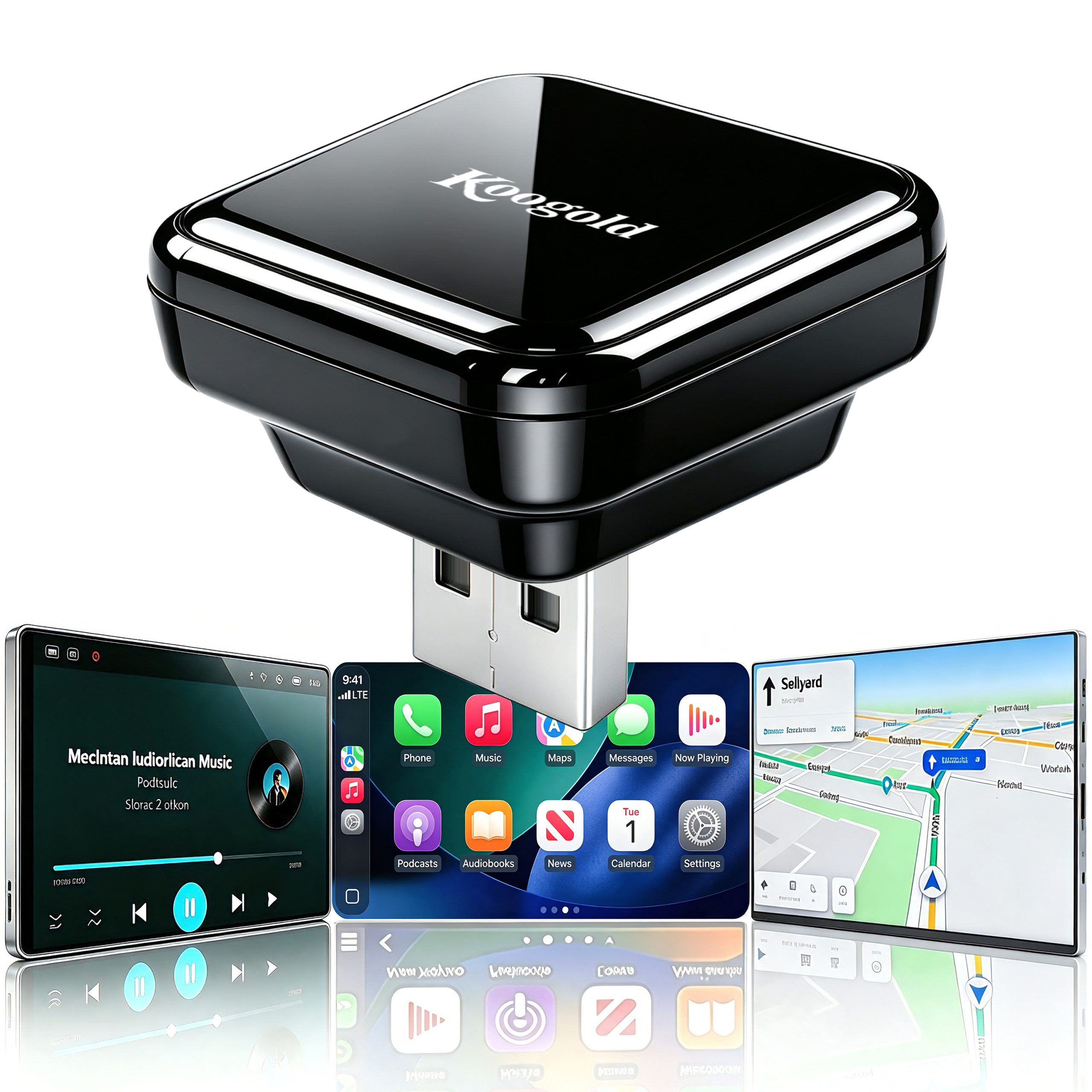 4 in 1 Wireless CarPlay and Android Auto Adapter | Easy Setup Plug and Play, Fast Seamless Use, Supports 1000+ Cars with Built-in Wired Car Play/Android Auto, Compact Design - Image 2